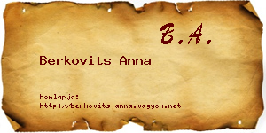 Berkovits Anna névjegykártya