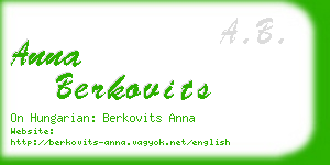 anna berkovits business card